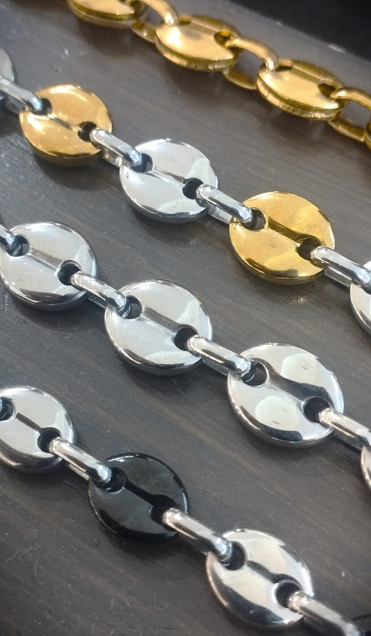 Cadena Estilo "COFFEE BEAN" en Acero Premium