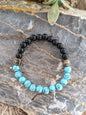 Pulsera "Pacific Anchor" – Turquesa, Ónix y Detalles Dorados