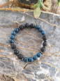 Pulsera "Deep Sea" – Apatita Azul, Piedra Volcánica y Hematites