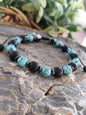 Pulsera "Aqua-Volcano" – Turquesa, Piedra Lava y Ajuste Corredizo