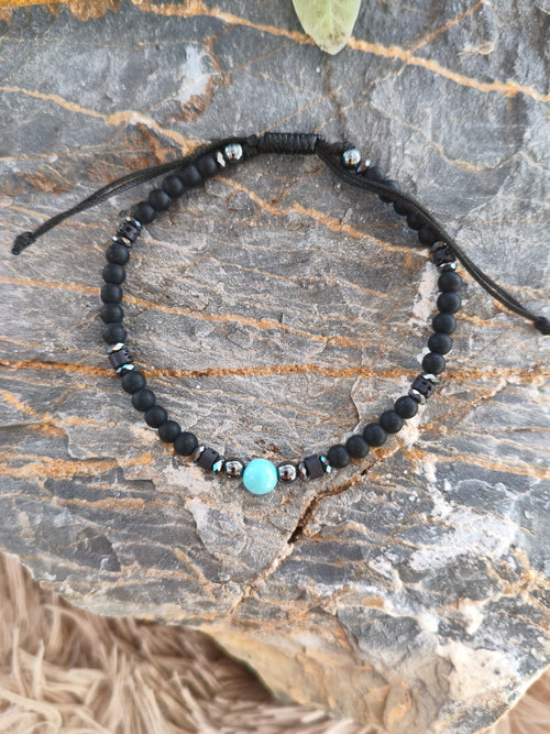 Pulsera de Piedra Natural - Turquesa y Onix